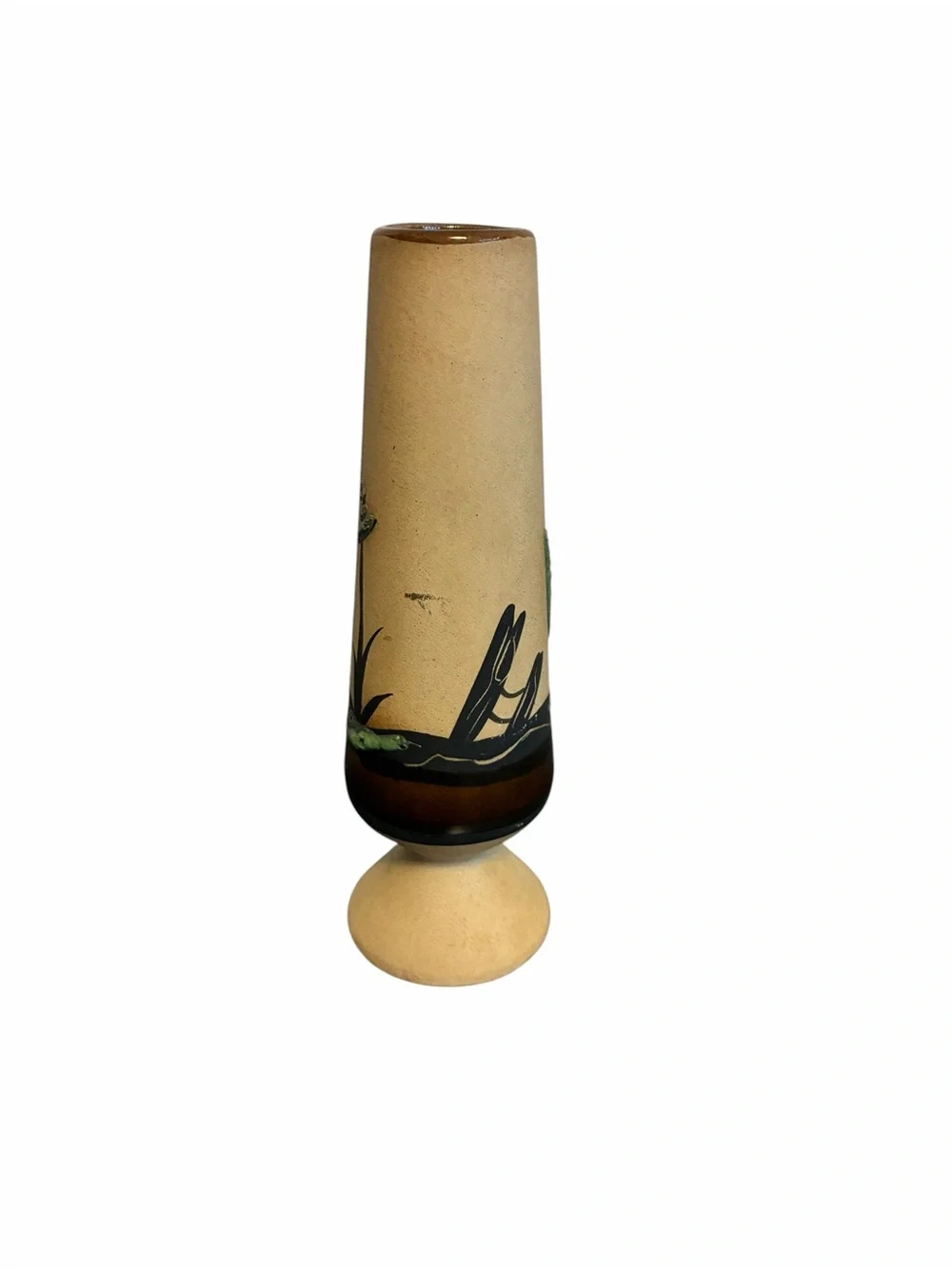 Betty Sally Signed Studio Pottery Desert Saguaro Cactus Ceramic Bud Vase Tan